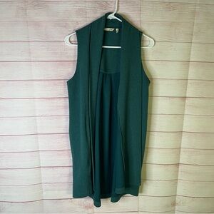 Soft Surroundings Open Front Teal Pocket Sweater Vest Size XS